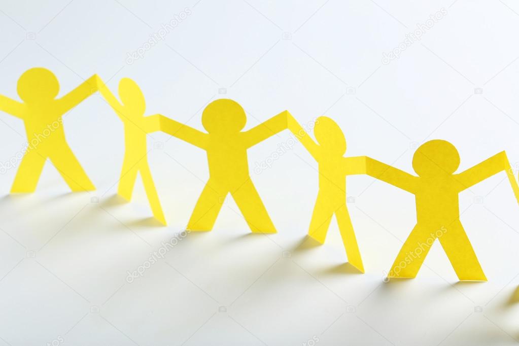 Paper people on the white background