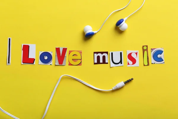 La palabra Amo la música —  Fotos de Stock