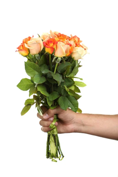 Male hand holding bouquet of roses Stock Picture