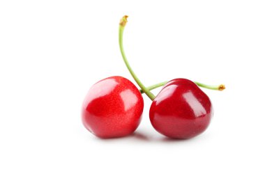 beyaz arkaplanda izole kirazlar