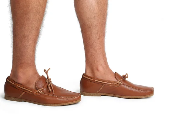 Мода кожа и коричневые мокасины обувь — стоковое фото