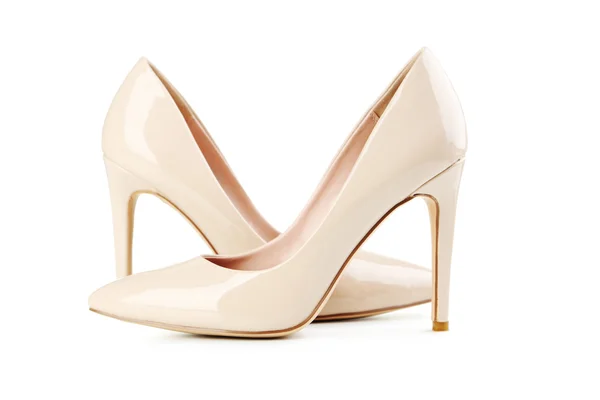 Pair of beige women's high-heeled shoes — Stock Photo, Image