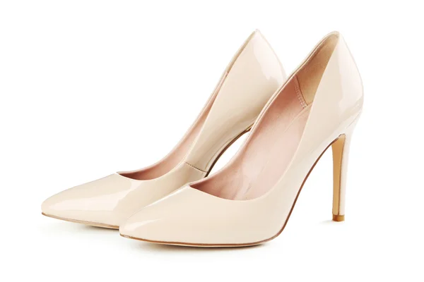 Pair of beige women's high-heeled shoes — Stock Photo, Image