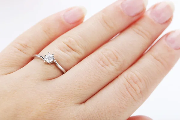 Ring on the woman's finger Royalty Free Stock Photos