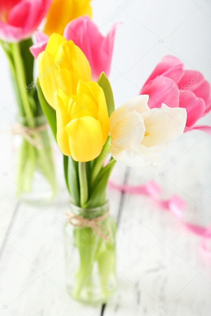 Beautiful tulips in vase