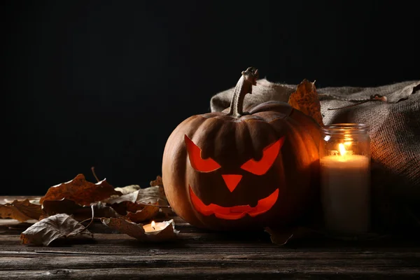Halloween pumpkin with candle — Stock Photo, Image