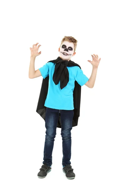 Niño en traje de halloween sobre fondo blanco — Foto de Stock