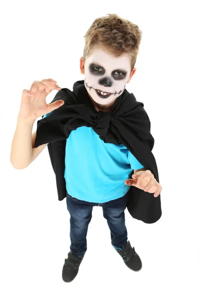 Niño en traje de halloween sobre fondo blanco —  Fotos de Stock