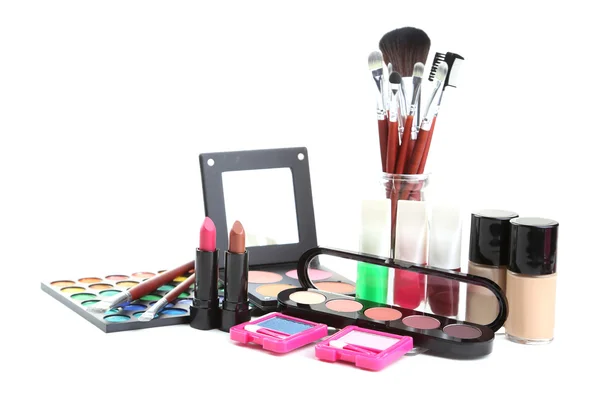 Make-up kartáče a kosmetika — Stock fotografie