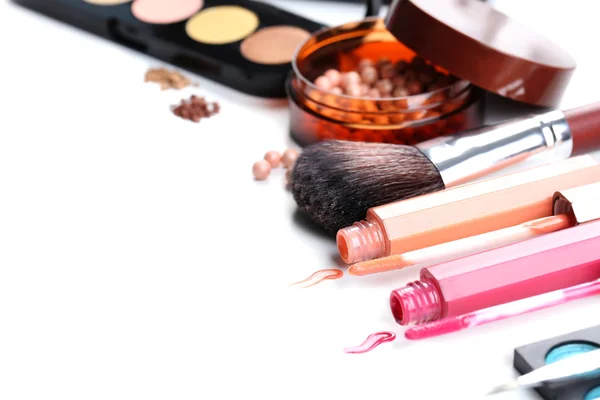 Makeup brush and cosmetics Royalty Free Stock Photos