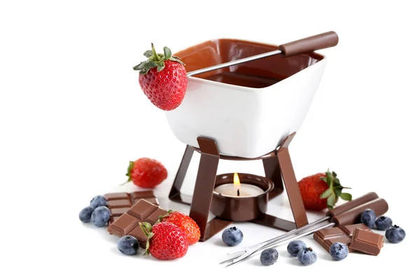 Fonduta di cioccolato con bacche fresche — Foto Stock