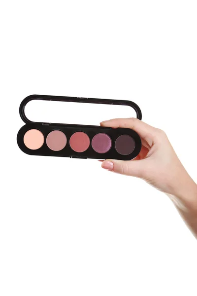 Main féminine avec palette pour maquillage — Photo