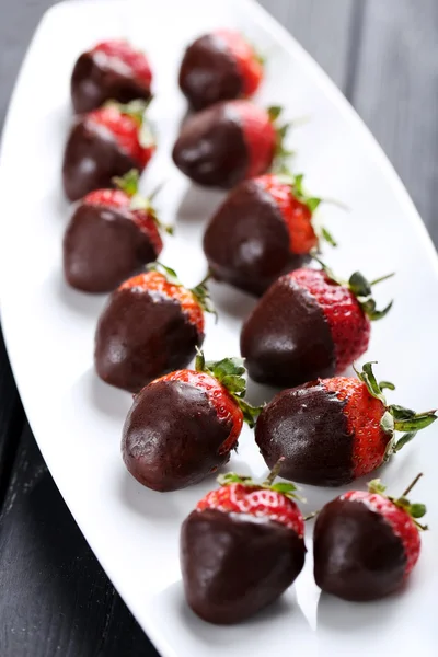 Fresh strawberries dipped in chocolate