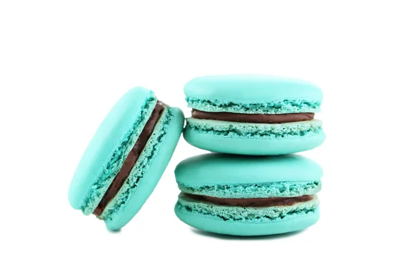 Tasty blue macarons isolated — Stock Photo, Image