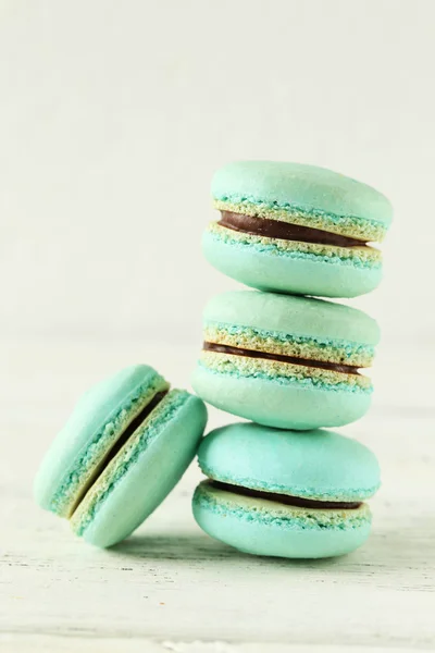 Green macarons on white — Stock Photo, Image
