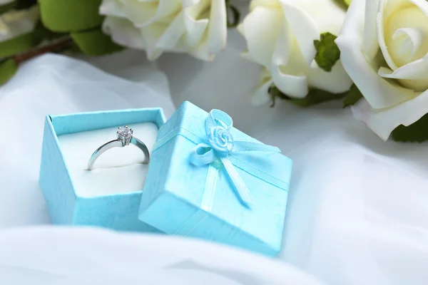 Diamond ring in box — Stock Photo, Image