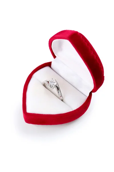 Anel de diamante em caixa isolada Fotografias De Stock Royalty-Free