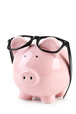 Gözlüklü pembe kumbara.