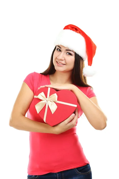 Giovane ragazza di Natale con regalo — Foto Stock