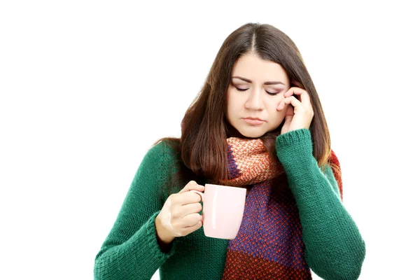 Chica enferma con taza de té — Foto de Stock