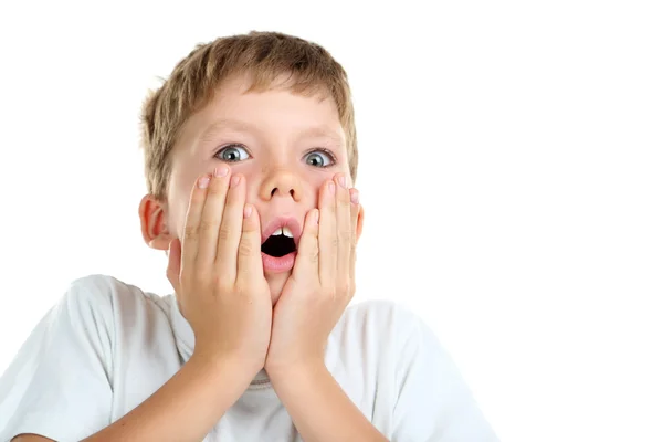 Retrato de menino emocional — Fotografia de Stock