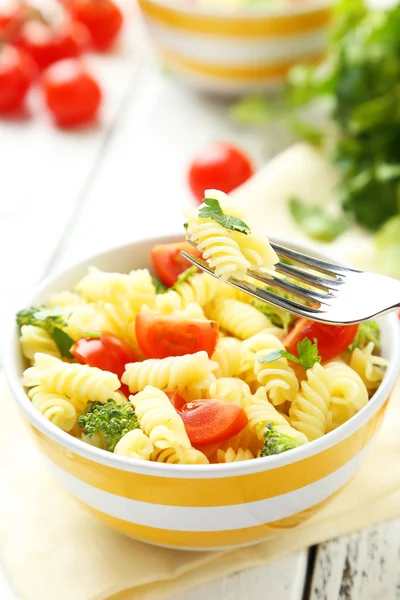 Delicious pasta in bowl — Stock Photo, Image