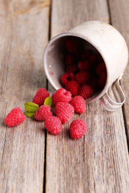 Mug içinde kırmızı ahududu