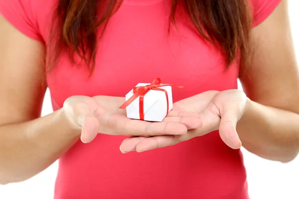 Hands holding a gift box — Stock Photo, Image