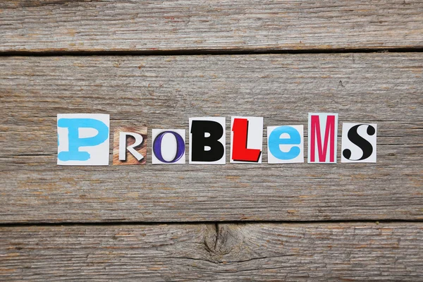 The word Problems in cut out  letters — Stock Photo, Image