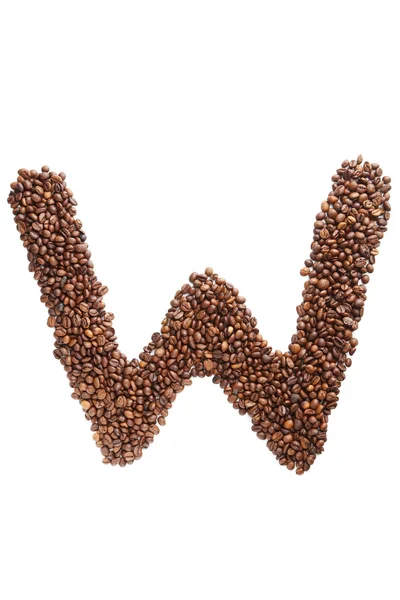 Coffee beans letter W — Stock Photo, Image