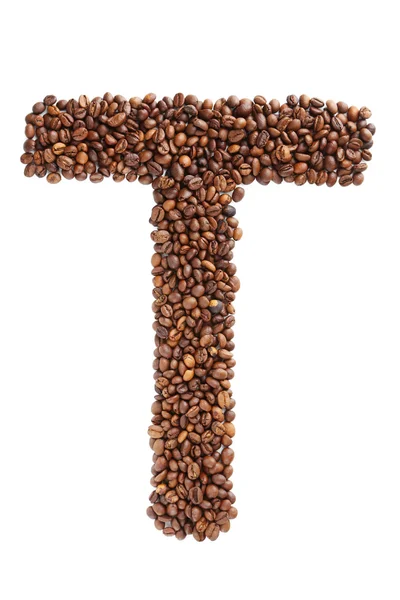 Coffee beans letter T — Stock Photo, Image