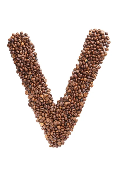 Kávová zrna-písmeno V — Stock fotografie