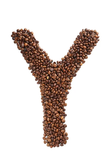 Kávová zrna písmeno Y — Stock fotografie