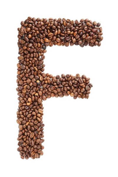 Kahve çekirdekleri harf F — Stok fotoğraf