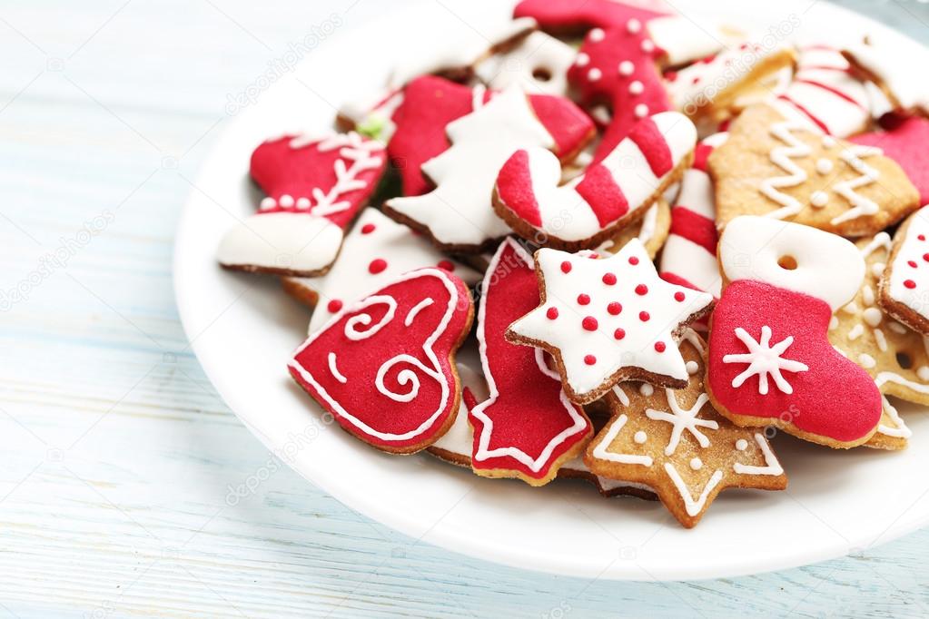 Christmas cookies in plate