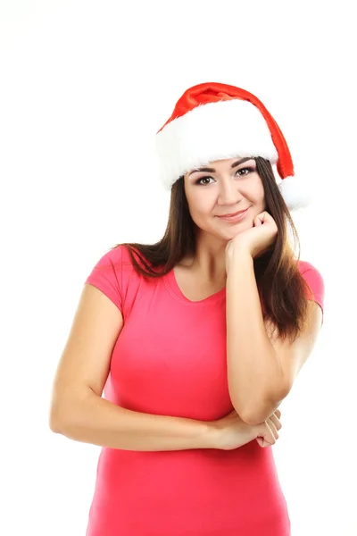 Young girl in Santa hat — Stock Photo, Image