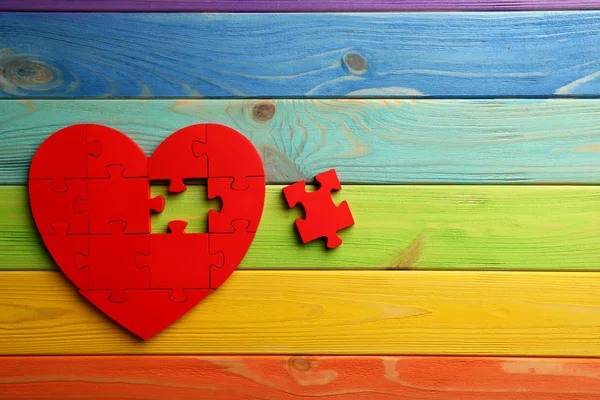 Cuore puzzle rosso — Foto Stock