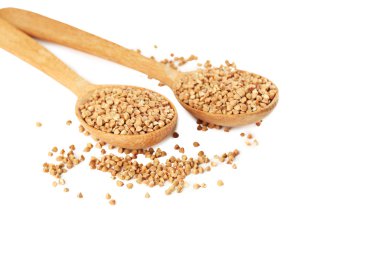 Tahta kaşıklar buğday tohumları