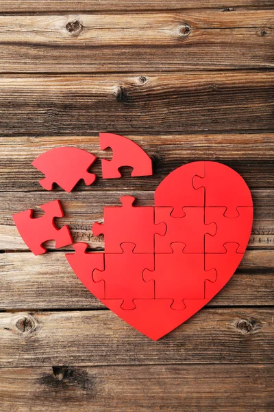 Cuore puzzle rosso — Foto Stock