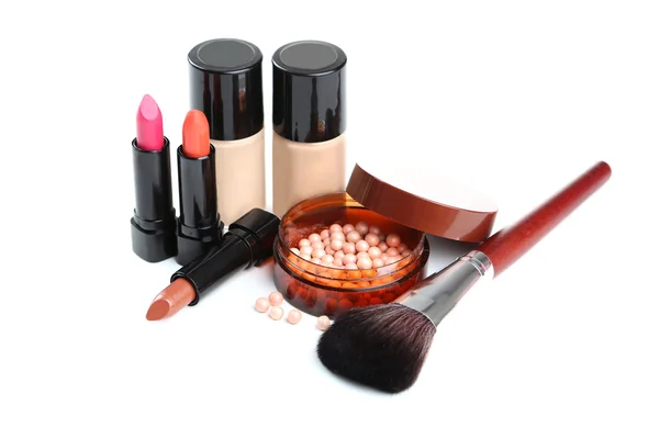 Make-up Pinsel und Kosmetik — Stockfoto