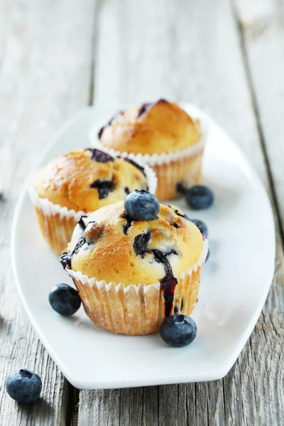 Muffins de mirtilo saborosos — Fotografia de Stock