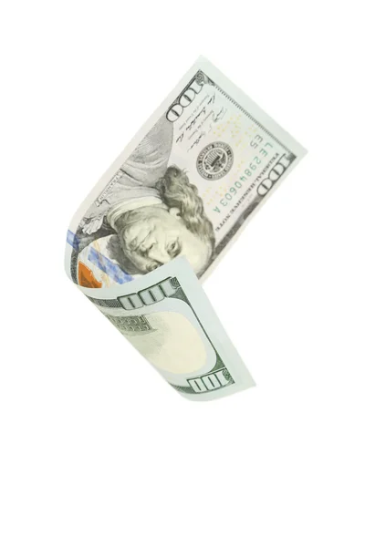 Hundred dollar bill falling — Stock Photo, Image