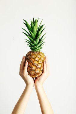 Erkek holding olgun ananas eller