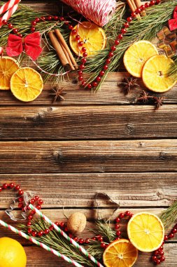 Noel ağacı dalı kurutulmuş portakal ile