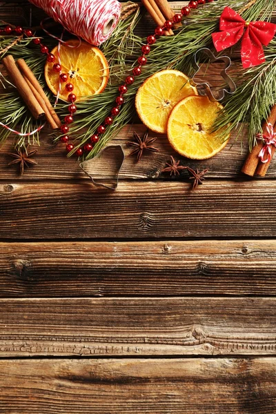 Christmas tree branch with dried oranges — Stock Photo, Image