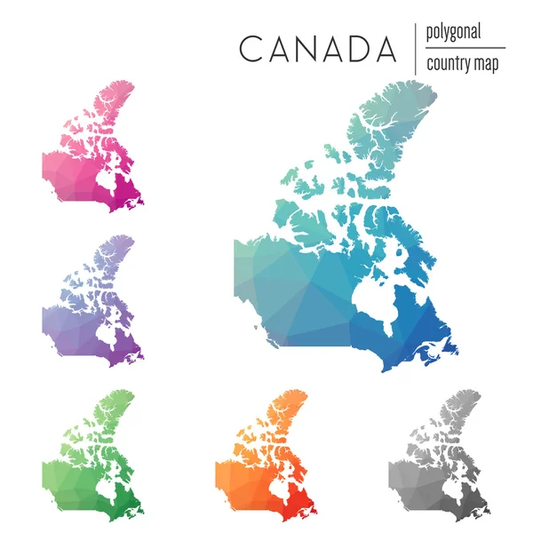 Sada vektorových polygonálních map Kanady. — Stockový vektor