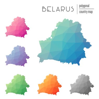 Set of vector polygonal Belarus maps. clipart