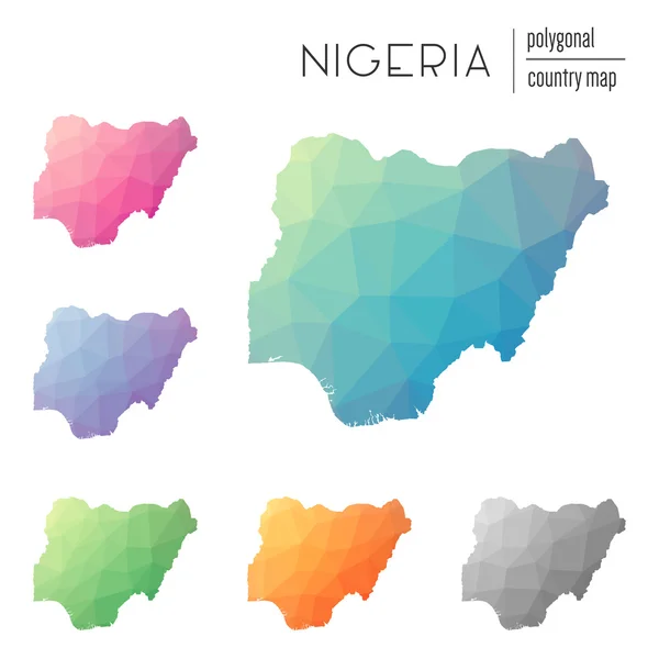 Набор векторных полигональных карт Нигерии . — стоковый вектор