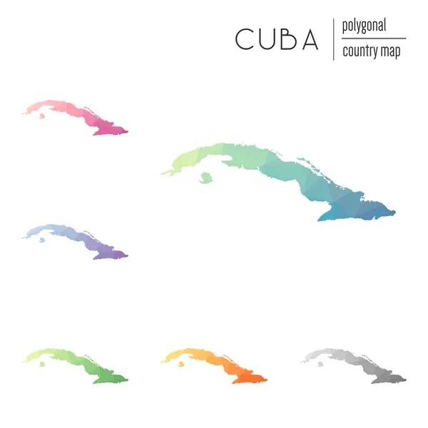 Ensemble de cartes vectorielles polygonales de Cuba . — Image vectorielle