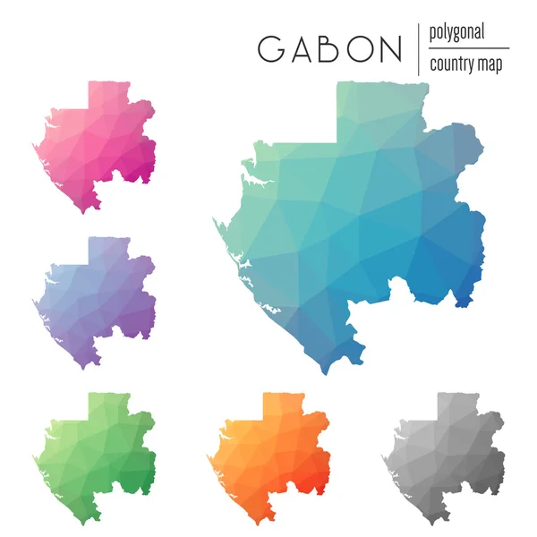 Conjunto de mapas poligonales vectoriales de Gabón . — Vector de stock